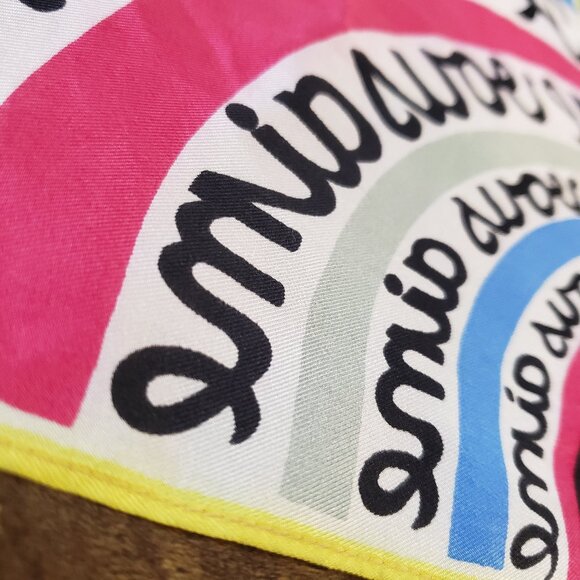 I Love You/Je Vous Aime Vintage French Silk Scarf Pink Blue White Yellow - Picture 3 of 9